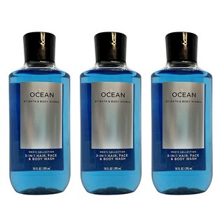 배쓰앤바디웍스 Bath and Body Works 남성용 3in1 헤어 페이스 바디 워시 밸류 팩 2개 풀 사이즈 오션 226798, Ocean (Bottle Design May Vary), 10 Fl Oz (Pack of 3)