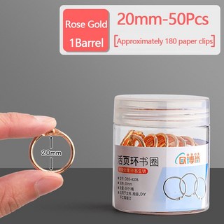 고품질 금속 바인더 링 사무용품 느슨한 잎 링 클립 실버 로즈 골드 바인딩 클립 카드 20mm 30mm 40m, 05 Rose Gold-20mm-50Pcs