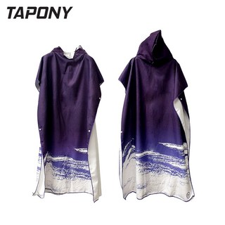 TAPONY 판초 타월 비치판초 서핑판초 후드판초 타올 가운 대형타올 비치타올, 1개, 퍼플웨이브