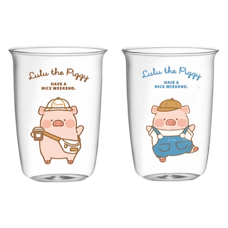 가와시마야 커플 글래스 컵 500ml PLA1BZ-64, 1세트, 클리어