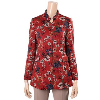 벨리시앙 플라워 프린트 차이나 카라 레드 자켓_JK0304