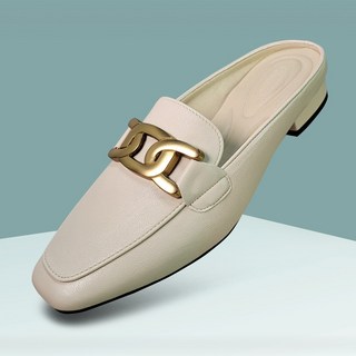 마마슈 SL60카라 여성 가죽 뮬슬리퍼 블로퍼 구두 메탈장식 사무실 회사 오피스