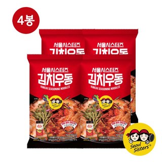 서울시스터즈 김치우동 봉지면 밀키트 전골 술안주 캠핑요리, 204g, 4개