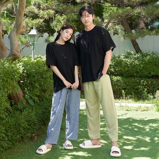 글램공감 커플용 쿨링 요루 체크 9부 잠옷 바지