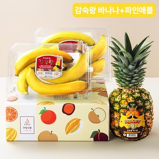[프루미츠] 달콤한 허니골드 파인애플 1.4kg + 쫀득한 감숙왕 바나나 1.5kg (750g 2팩)