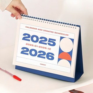 인디고 기본 2년 탁상 달력 v.4 (25년 1월26년 12월 날짜 만년) 2025년 2026년 달력, 1개