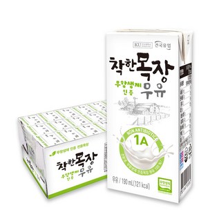 [건국우유] 건국 착한목장무항생제멸균우유 24입, 190ml, 24개