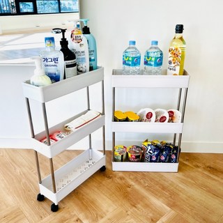 이동식 선반 3단/4단 슬림 틈새 수납장