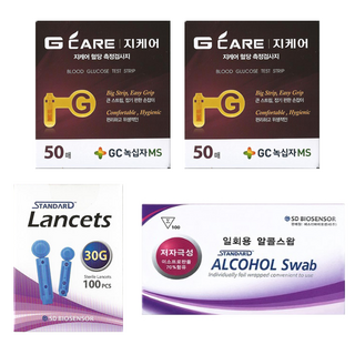 <지케어 / G care> GC녹십자MS 지케어 혈당시험지 혈당측정검사지 100매+채혈침100개+알콜솜100매 SW, 1개