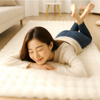 루나코코 구름 러그 카페트 침대 거실 침실 양털 장모 60X160 화이트