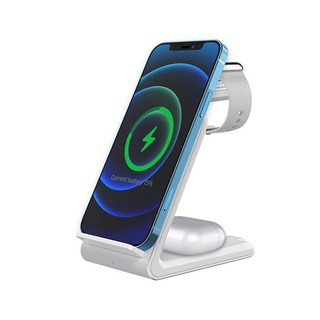 FRXC 3in1 스마트폰 15W 애플워치 이어폰 무선 고속 충전기 거치대, 하얀색, 1개