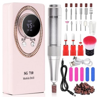 기계 45000RPM 충전식 네일 샌딩기 전기 휴대용 저소음 매니큐어 파일 드릴 도구, 1개, 02 Pink