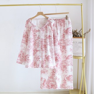 코지문 거즈면 요루면 긴팔 여성잠옷세트