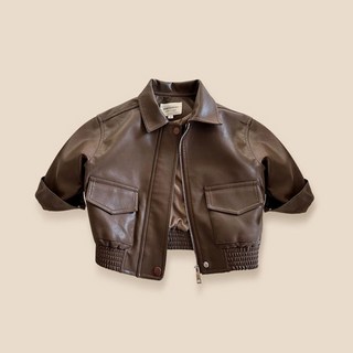 온리히얼 아동용 브라운레더자켓