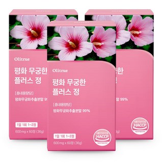 올리트루 평화 무궁화 플러스 99% 식약청인증, 3개, 60정