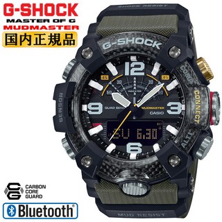 카시오 G 쇼크 매드 마스터 카본 코어 가드 스마트 폰 링크 블랙 & 카키 GG-B100-1A3JF CASIO G-SHOCK MUDMASTER Bluetooth 쿼드 센서 디지털 & 아날로그 콤비네이션 블랙 그린 남성용 시계 (GGB1001A3JF) [내일 악]