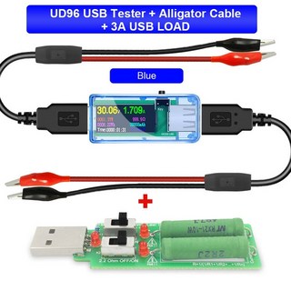USB 테스터 DC 디지털 전압계 전류계 감지기 파워 뱅크 충전기 표시기 13 인 1, [10] U96 Blue 3A Cable, 1개