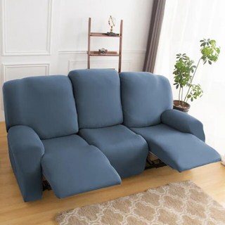 가구 덮개 천 계절용 단색 탄성 리클라이너 4 개의 슬립 커버 컬러 소파 보호대 스트레치, 5) Gray Blue, 1개
