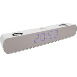 주네이트 블루투스 스피커 데스크탑 PC 사운드바 하이파이 스테레오 USB 유선 AUX 게이밍 - 내장 서브우퍼 알람 시계 FM 라디오 노트북 PC용 화이트 Zunatea3gw0, 주네이트 블루투스 스피커 데스크탑 PC 사운드바 하이파