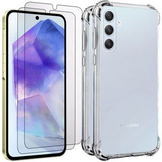 스톤스틸 2+2 갤럭시 A55 액정 보호 필름과 투명 케이스