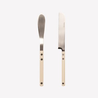 트루쿡 고급 뉴욕 커트러리 브레드 세트 버터 나이프1p + 브레드 나이프1p, 1세트, 베이지
