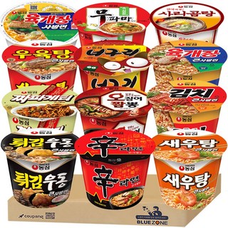 [블루존] 농심 용기 컵라면 12종 세트 (신라면 + 육개장사발 + 너구리+육개장+짜파게티+무파마+오징어짬뽕+새우탕+튀김우동+우육탕+김치큰사발+사리곰탕), 1개