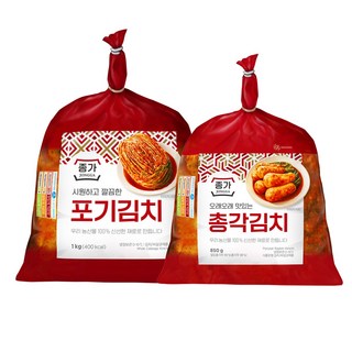 종가집 포기 배추김치1kg + 총각김치 850g 혼합팩, 1세트