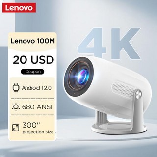 휴대용빔프로젝트 스마트폰연동 Lenovo Xiaoxin 100M 미니 휴대용 프로젝터 4K 10000 루멘 WIFI 안드로이드 12 자동 초점 영화 홈 시어터 빔 1080P, AU 플러그, 3)Lenovo 100m