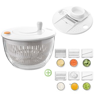 CozyTemp 야채 탈수기 5L대용량 샐러드 스피너 채소탈수기 채칼 6종 세트, 1개, 화이트