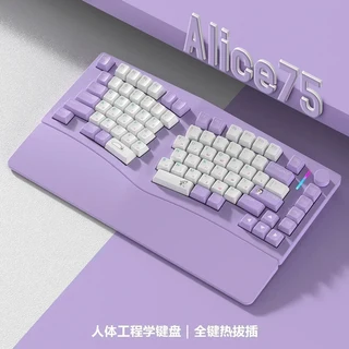 Feker Alice75 E-스포츠 기계식 키보드 블루투스 무선 알루미늄 핫 스왑 낮은 지연 게이밍 인체공학 맞춤, 03 Purple
