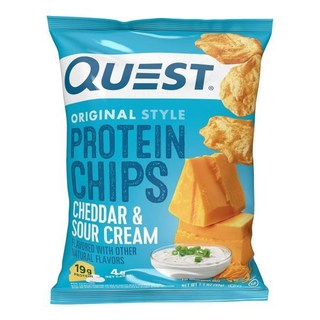 Quest Nutrition 과자 칩 퀘스트 뉴트리션 체다 사워 크림 프로틴 19g 단백질 4g 순 탄수화물 저탄수화물 글루텐 프리 1.1온스 12개입, 12개