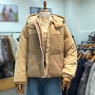 써스데이아일랜드 체크배색 오리털 패딩 t238mdj237