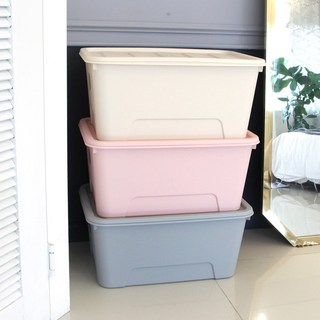 올리오 다용도 플라스틱 옷 속옷 소품 서류 장난감 학용품 트렁크 팬트리 수납함 정리함 리빙박스 수납박스 56L 2개, 인디핑크