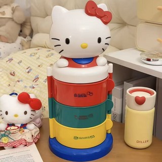 Hello Kitty 화장품 수납함 회전형 데스크탑 정리함 액세서리 립스틱 퍼프 정리 가능 소녀감성 선물용 어린이 학생 키즈 귀여운 산리오 헬로키티