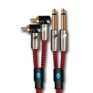 듀얼 RCA-2x1/4 인치 모노 6.35mm 수 잭 오디오 케이블 믹서 콘솔 앰프 스피커 홈 시어터 시스템 코드, 2m, [04] Red