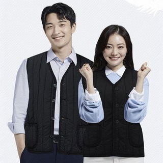겨울 융털 남녀공용 보온 조끼 경량 깔깔이 방한 누빔