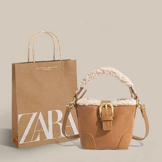 ZARA 가방 여성 겨울 양털가방 램스울 토트백 버킷백