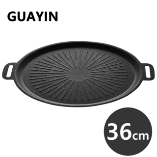 Guayin 캠핑 그리들팬 IH인덕션 그리들팬 삼겹살 무쇠불판 가정용 고기불판 캠핑후라이팬 만능 구이팬 바베큐 고기 캠핑불판 36CM GYC074, 검은색