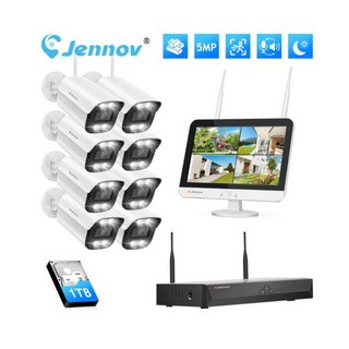 [관부가세포함] Jennov 카메라 보안 시스템 10CH 실외 CCTV 5MP 12'' LCD 모니터 NVR, 1x Add-On Camera, Only for this Kit