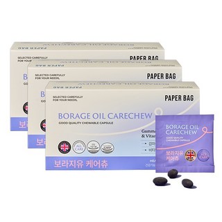 페이퍼백 6주분 감마리놀렌산(GLA) 보라지유 케어츄, 3개, 84정