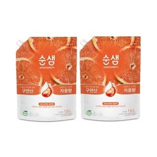 순샘 구연산 자몽 주방세제 리필, 1.6L, 2개
