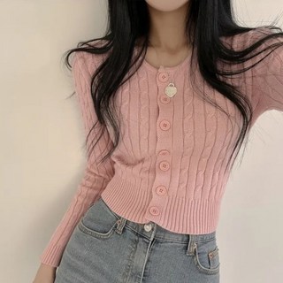 꽈배기 크롭 가디건