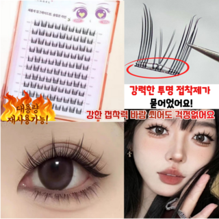 노글루 풀없이 붙이는 속눈섭 대용량 10줄 고급 가닥 인조속눈썹 재사용 셀프속눈썹 7-12mm, 1개, 인조속눈섭