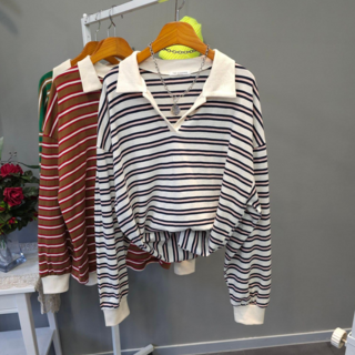 토토카라 스트라이프 럭비티 긴팔티셔츠