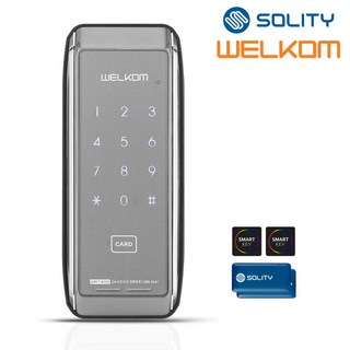 솔리티 웰콤 WRT300 카드키4개+번호키 0초즉시잠금 터치스크린키패드 내부이중잠금 음량조절(무음가능) 고온감지 스마트라이팅 허수기능 현관문 디지털도어락 도어록, 방문설치, 방문설치(C지역)