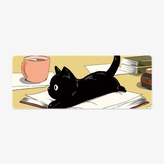 검정잉크 고양이 마우스장패드 L 2XL 데스크매트, 02 검정잉크고양이 L(800x300x4), 1개