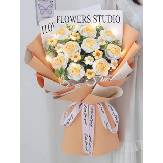 뜨개질 꽃다발 플라워 양모 니트 생일 장미 선물 부케