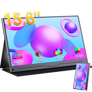 에비크 39.62cm FHD 15.6inch IPS 포터블 DEX 휴대용 모니터, 블랙