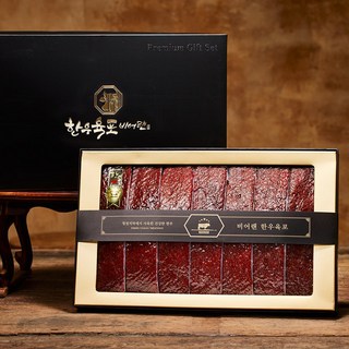 한우 1+ 육포선물세트, 600g, 1세트, 블랙 쇼핑백