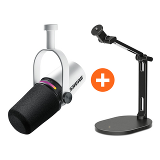 SHURE MV7+ (PLUS) x RODE DS2 마이크 스탠드 패키지, 화이트